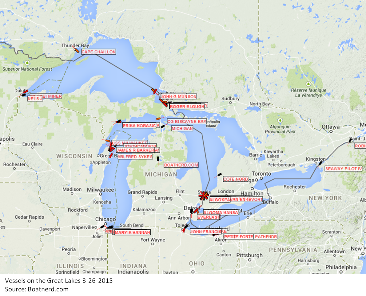 Great Lakes Vessel Locations