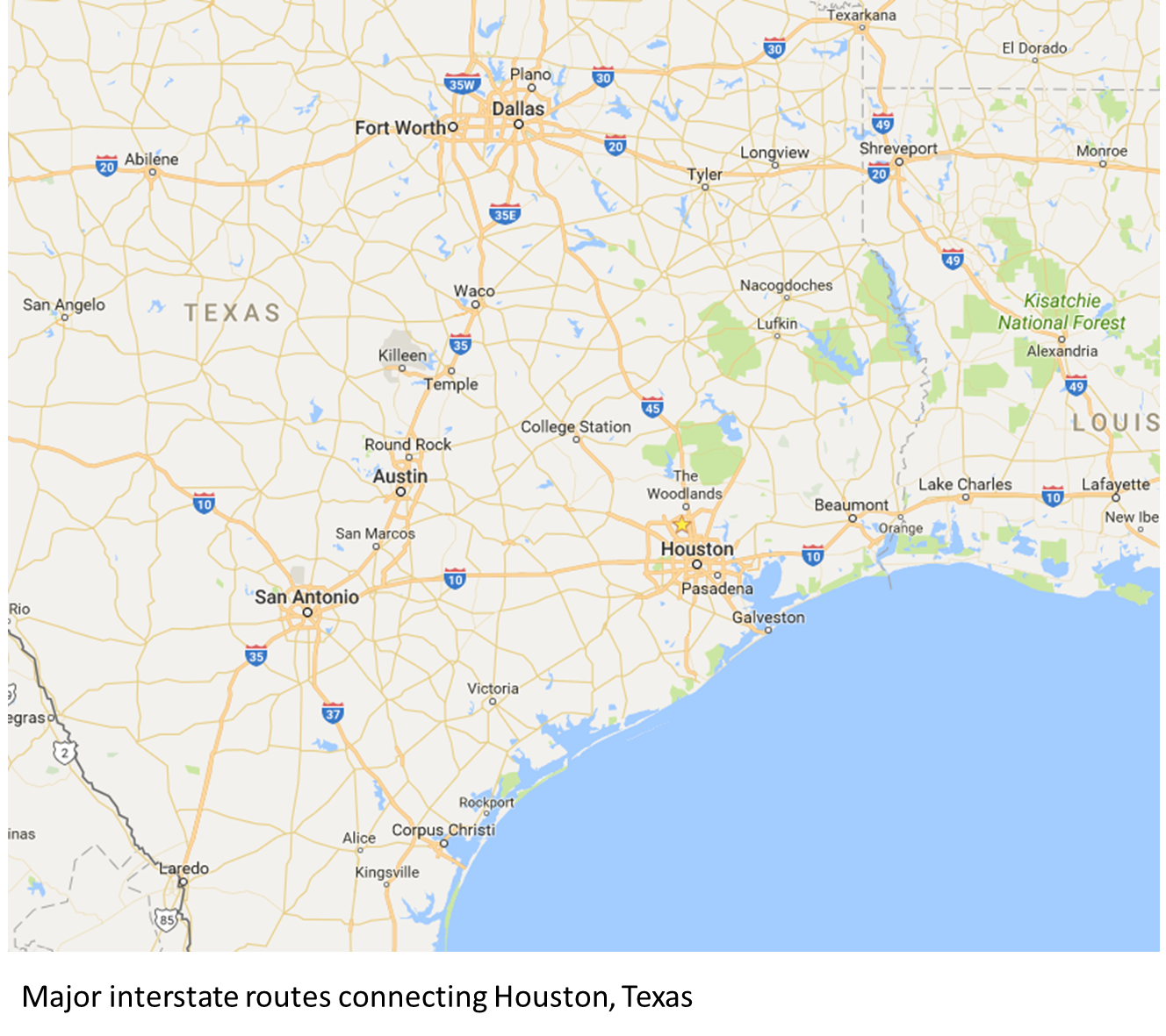 Interstate system South Texas
